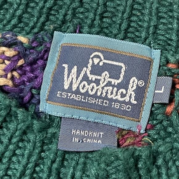 WOOLRICH Vintage90s Chunky Hand Knitted Southwestern Sweater Green Size L - Picture 4 of 5